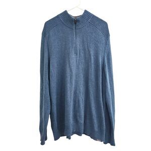 Eddie Bauer Men Blue Quarter Zip Pullover Sweater Cotton Tall XL